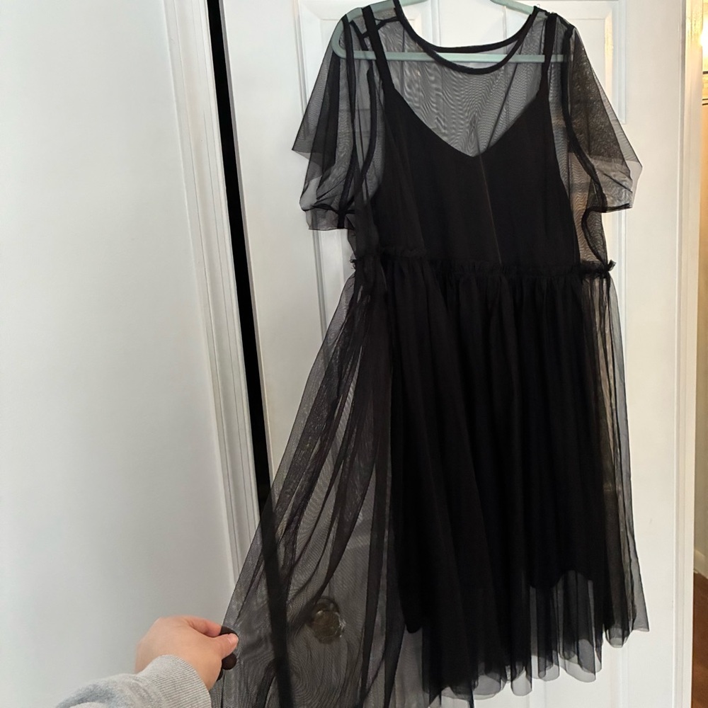 Torrid Elegant Black Mesh Overlay Midi Skater Dress 3X - Picture 6 of 10